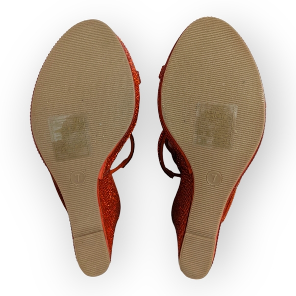 Azalea Wang Orange Cosmo Platform Wedge Sandal, 7M - Picture 11 of 13